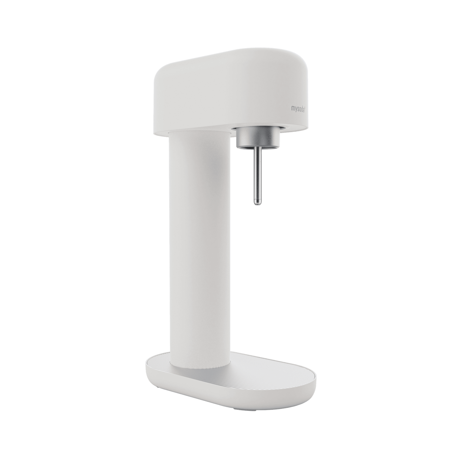 A white silver Ruby 2 sparkling water maker viewed from the side