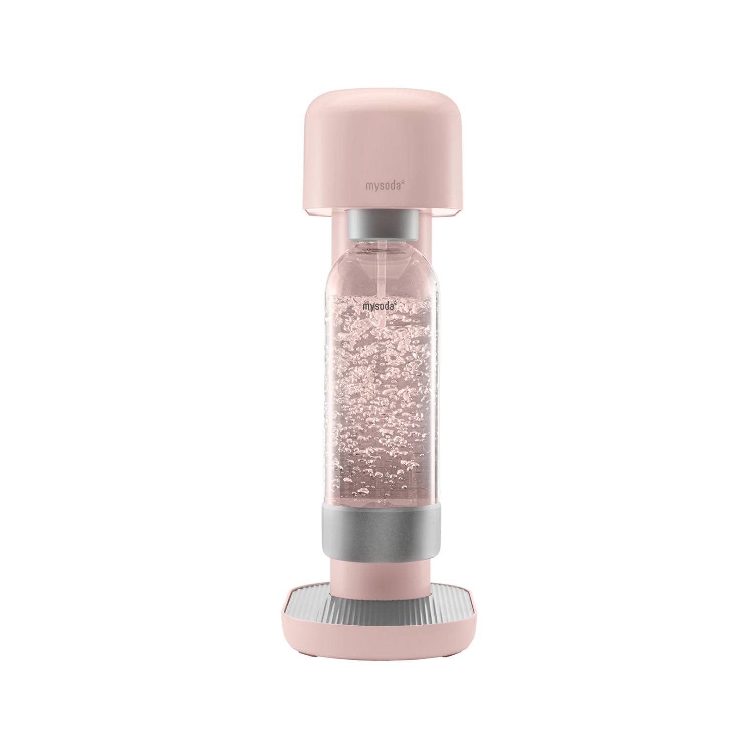 Light pink Mysoda Ruby sparkling water maker viewed from the front