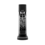 Black Mysoda Woody sparkling water maker viewed from the front