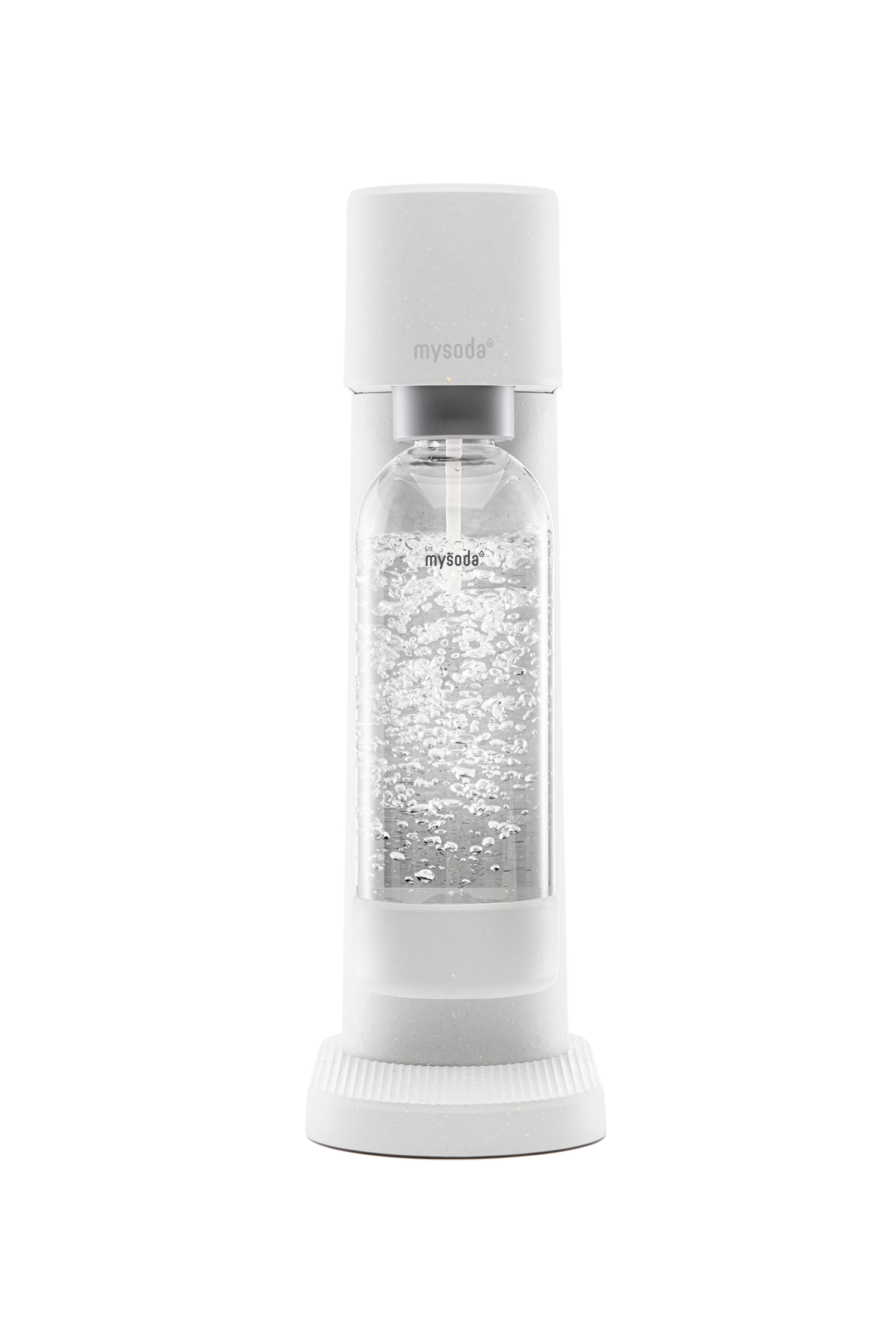 White Mysoda Woody sparkling water maker viewed from the front