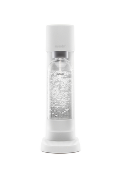 White Mysoda Woody sparkling water maker viewed from the front