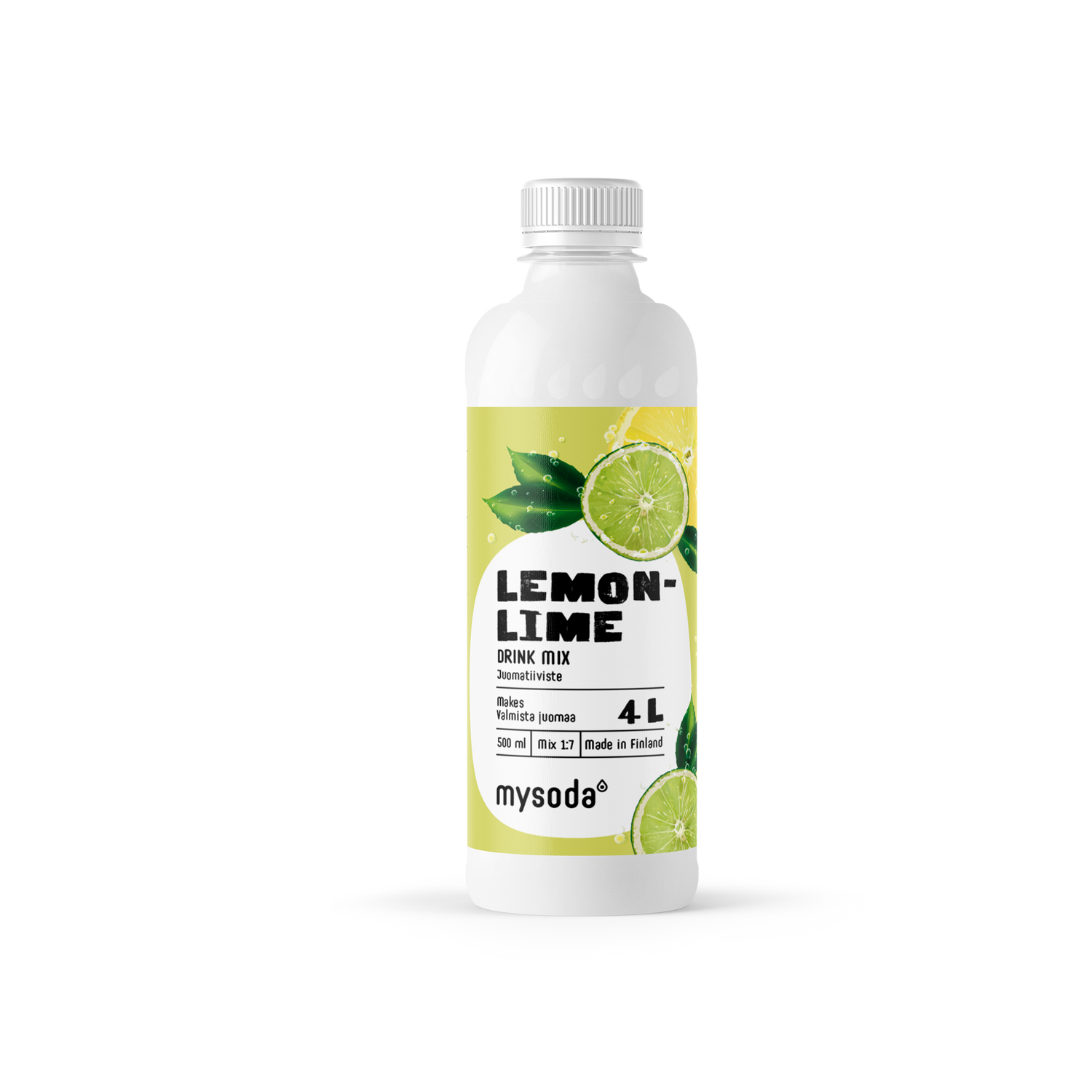 A bottle of Mysoda drink mix lemon-lime