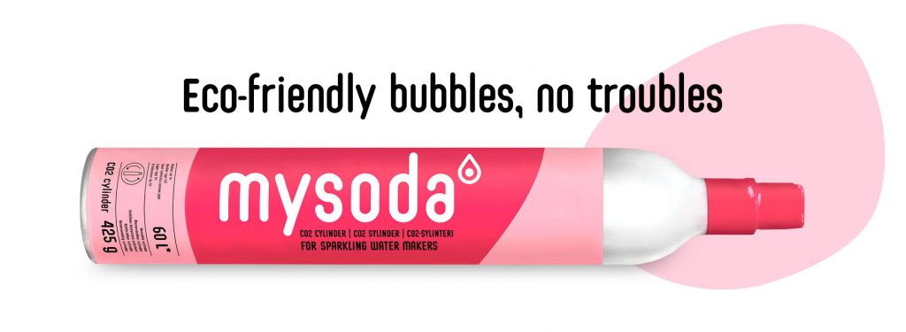 En Mysoda CO2 flaske indeholder miljøvenlige bobler