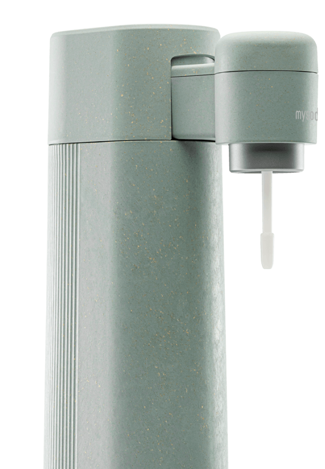 Le haut d'une machine à eau pétillante Mysoda Toby pigeon vue de côté