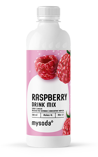 Una bottiglia di Mysoda o bevanda mix lampone