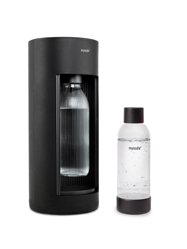 Mysoda Glassy macchina per acqua frizzante nera con bottiglia