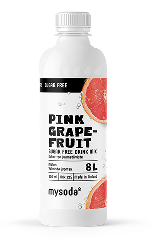 En flaska Mysoda smakkoncentrat sockerfri pink grapefrukt