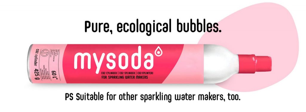 A Mysoda CO2 cylinder with ecological bubbles also suitable for other sparkling water makers