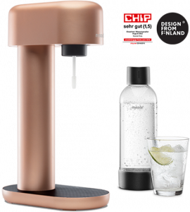 Copper Mysoda Ruby sparkling water maker with bottle