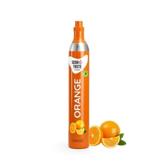 A SodaTASTE CO2 cylinder with natural orange flavour