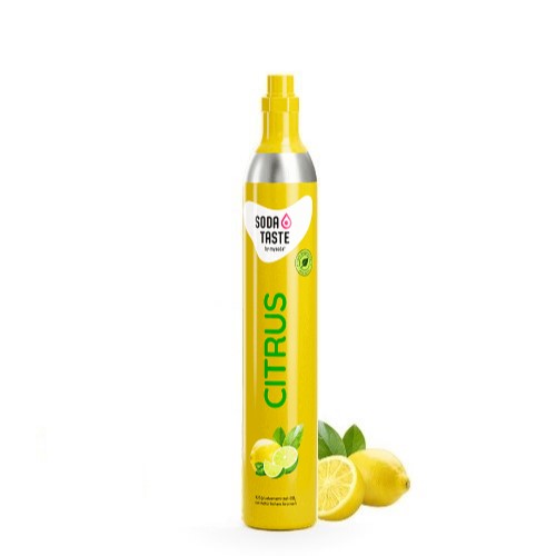 A SodaTASTE CO2 cylinder with natural lemon flavour